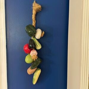 Vintage Hanging Ceramic Veggie Ristra Jute Rope Vegetable Kitchen Decor